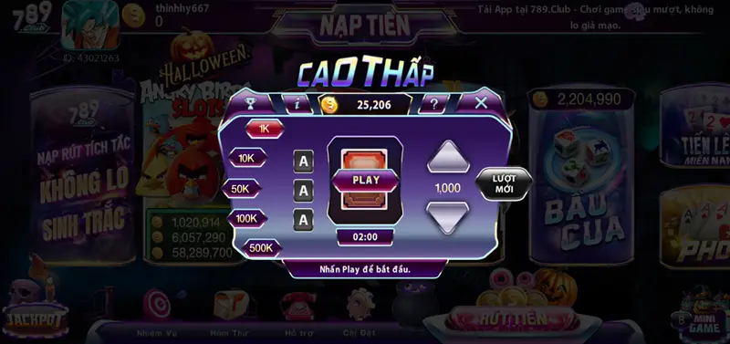 Tính năng hỗ trợ đặc biệt trong Cao Thấp 789club