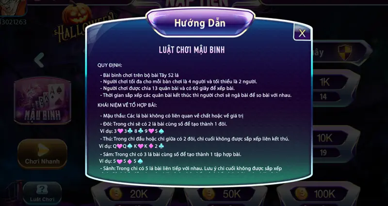 Chia sẻ luật chơi Mậu Binh tại 789club chi tiết