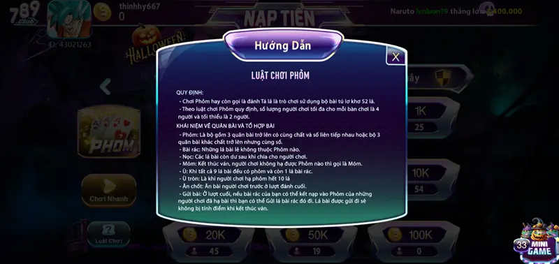 Tìm hiểu luật chơi Phỏm chi tiết tại 789club