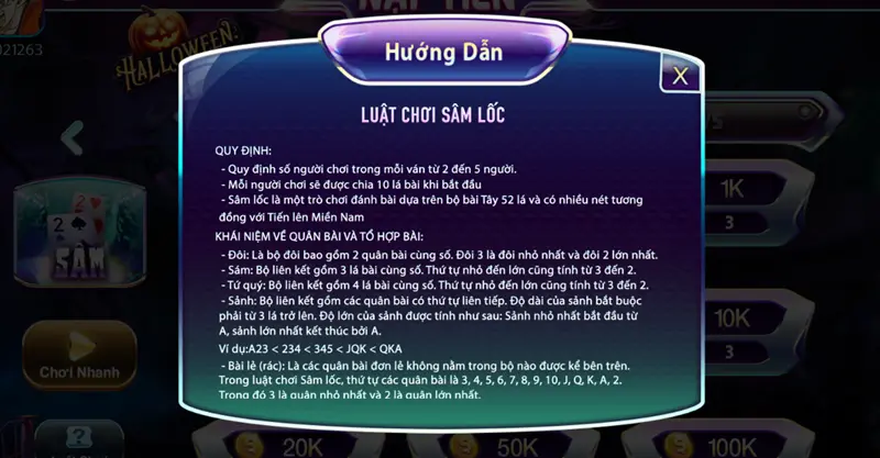 Luật chơi cơ bản của bài Sâm Lốc trên 789club
