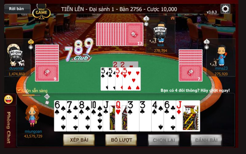 Bí kíp chơi Tiến lên đếm lá 789Club như chuyên gia